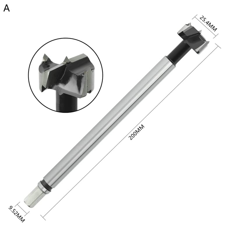 1PCS 185/200MM Woodworking Tools Extended Hole Control Drill Tips Saw Cutter Hinge Boring Drill for Soft and Hard Wood Tools (A)