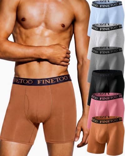 Men’s Boxer Briefs Cotton Underwear, Moisture-Wicking Breathable 6 Pack M