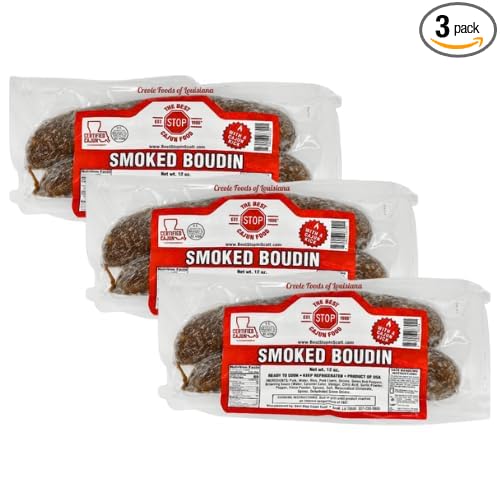 The Best Stop Smoked Boudin - 12 oz, Pack of 3 - Authentic Louisiana Cajun Sausage with Savory Smoke Flavor