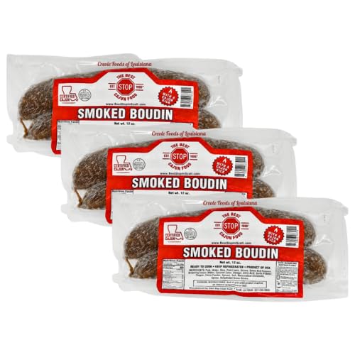 The Best Stop Smoked Boudin - 12 oz, Pack of 3 - Authentic Louisiana Cajun Sausage with Savory Smoke Flavor