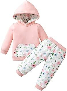 ROSEBEAR Baby Girls Clothes Pullover Thick Hoodie Fleece Sweatshirts Pants Toddler Long Sleeve Tracksuit Outfits Set for Fall Winter