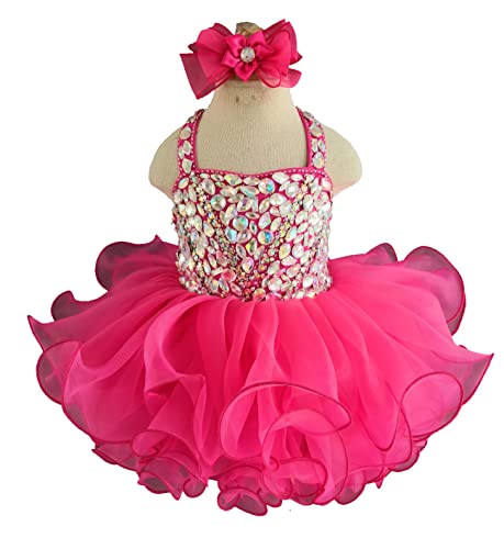Jenniferwu G128H Infant Toddler Baby Newborn Little Girl's Pageant Party Birthday Dress Hotpink Size 9-12Months #TOP1