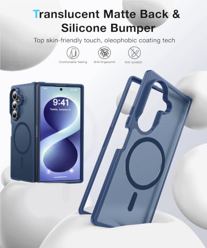 Image of NO.1 Magnetic for Samsung Galaxy Z Fold 8 Ultra Case with MagSafe | [Military Grade Drop Tested][Translucent Matte][Anti-Fingerprint] Soft Silicone Bumper for Samsung Fold 8 Ultra Case,Blue