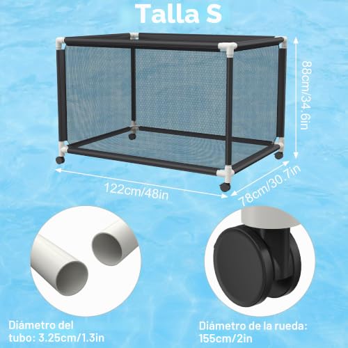 Miniatura 3 de Froadp Caja De Almacenamiento Para Piscinas, Contenedor De Almacenamiento Para Piscina, Fideos De Piscina, Juguetes, Flotadores, Pelotas Y Flotadores, Equipo, Malla, Organizador De Rollos, 122 X 78 X