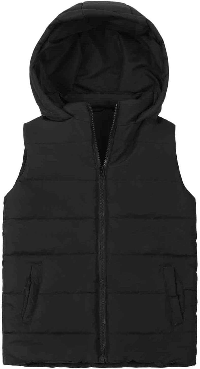 SUNDAY ROSE Boys Girls Hooded Puffer Vest Lightweight Sleeveless Quilted Waistcoat Outerwear