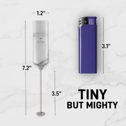 Image of Mini & Mighty Milk Frother Wand - Powerful Handheld Coffee Frother, Battery Operated Drink Mixer - Compact Pocket Size - Detachable Whisk for Latte, Cappuccino, Matcha, Hot Chocolate