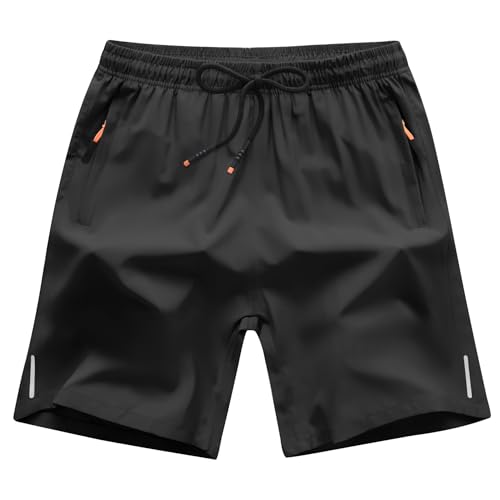ANHDM Meninos Shorts Esportivos Leves Para Corrida, Secagem Rápida, Com Bolsos Zíper (Pacote 3), Pre