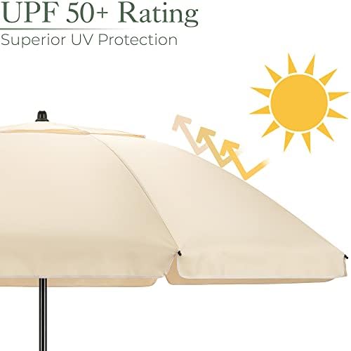 Christow Portable Beach Parasol Tilting Garden Sunshade Umbrella UV Resistant 2m