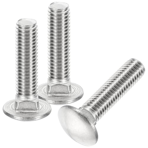 Image of uxcell 1 /2-13x2 Carriage Bolt, 6pcs Round Head Square Neck Screws, 304 Stainless Steel, Fully Threaded, Silver