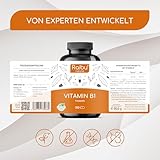 Vitamin B1 (Thiamin) Hochdosiert, 250 mg pro Kapsel - 6 Monatsvorrat: 180 vegane Kapseln - Premium Vitamin B1, hohe Bioverfügbarkeit & laborgeprüft - Ohne unerwünschte Zusätze, Raibu