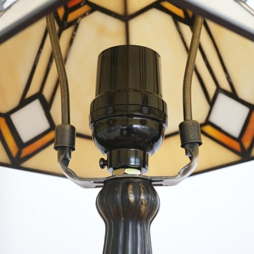 Tiffany lampa stołowa styl misja szkło witrażowe światło żółte antyczne vintage lampa obok czytania do domu salonu