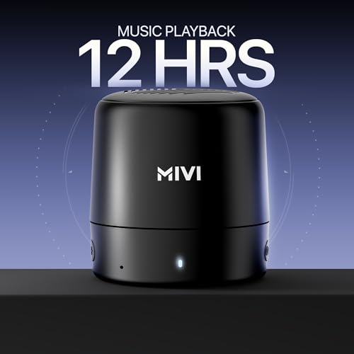Mivi Play Bluetooth Speaker with 12 Hours Playtime. Wireless Speaker Made in India with Exceptional Sound Quality, Portable and Built in Mic-Black