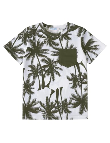 Image of GERU Boy Shorts Sets Hawaiian Outfit Kid Leaves Floral Short Sleeve Shirt Top+shorts Suits