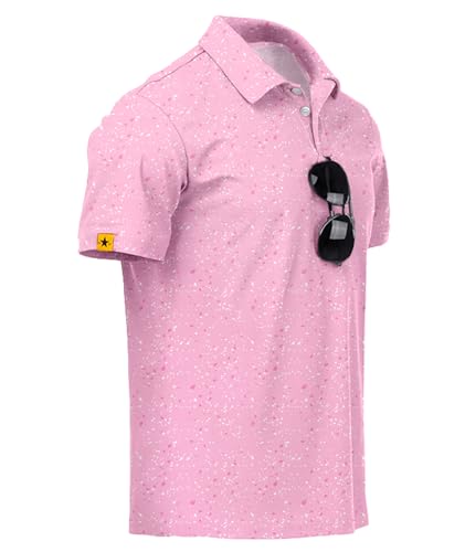 Image of ZITY Mens Golf Polo Shirts Short Sleeve UPF 50+ Performance Moisture Wicking Print Pattern Casual Collared Golf Shirt for Men