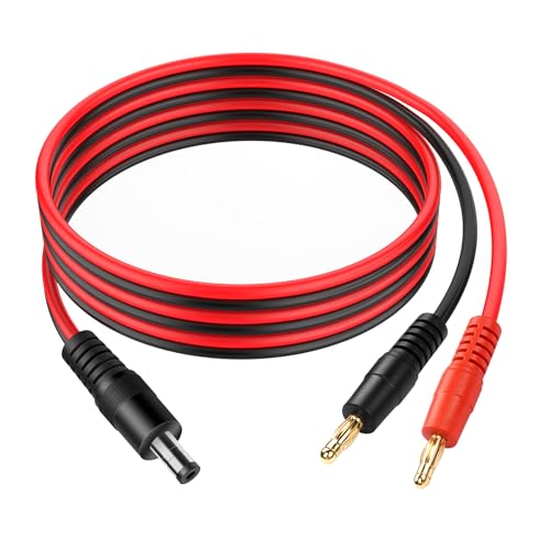 YACSEJAO 14AWG DC5521 to 4mm Banana Cable 3FT/1M DC 5.5mm x 2.1mm to 4mm Banana Plug Cable DC 12V-24V Instrumentation Equipment Connector (DC5.5 * 2.1MM)