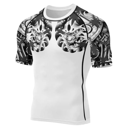 Samurai Ranked Jiu Jitsu Rash Guard for BJJ MMA Training Grappling Short Sleeve Men’s Baselayer Top2