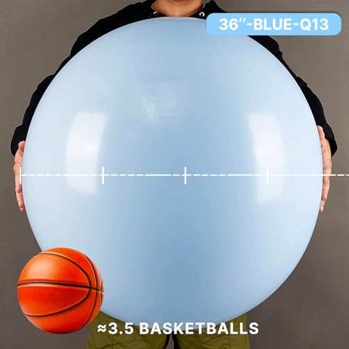 Image of PartyWoo Baby Blue Balloons 4pcs 36 Inch Light Pastel Sky Aqua Blue Balloons for Graduation Baby Shower Gender Reveal Weddings Easter Birthday Bachelorette Anniversary Party Decorations Blue-Q13