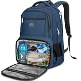 MATEIN Lunch Backpack for Men, 17 Inch Travel Laptop Backpack with Cooler Compartment, Airline Approved Carry On Backpack, Waterproof Computer Bag for Business Work Camping Picnic, Blue