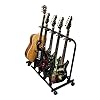 American Sound Connection 5 Guitar Rolling Cart Stand Pro Audio Stage, Studio or Display Rubber Divider Electric or Acoustic Guitar Holder