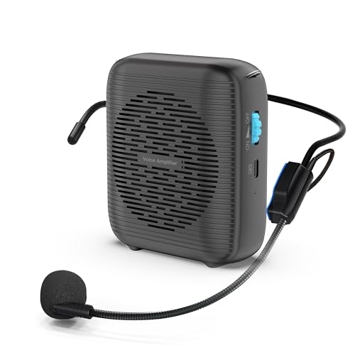 (Black) Portable Rechargeable Voice Amplifier for Teachers, Coaches, Tour Guides, presentations, and...