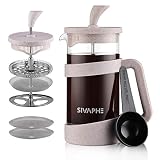 Sivaphe Small French Press 12oz Light-weight Durable High Borosilicate Carafe with Stainless Steel F