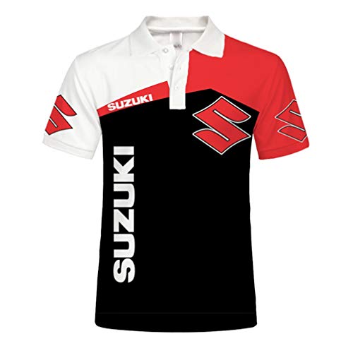 Cronell Story Unisexe Chemise Polo à Manches Courtes pour Hommes 3D Logo Suzuki Numérique Imprimé Haut Sweat Décontracté (1,M)