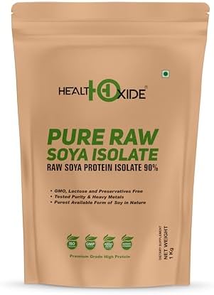 HealthOxide Soya Protein Isolate 90% Powder 1kg | Soy Protein Powder | Vegan Plant-Based Protein Supplement | Dairy Free, Gluten Free & Lactose Free | Rich in Amino Acids | For Gym, Bodybuilding, Fitness & Daily Nutrition
