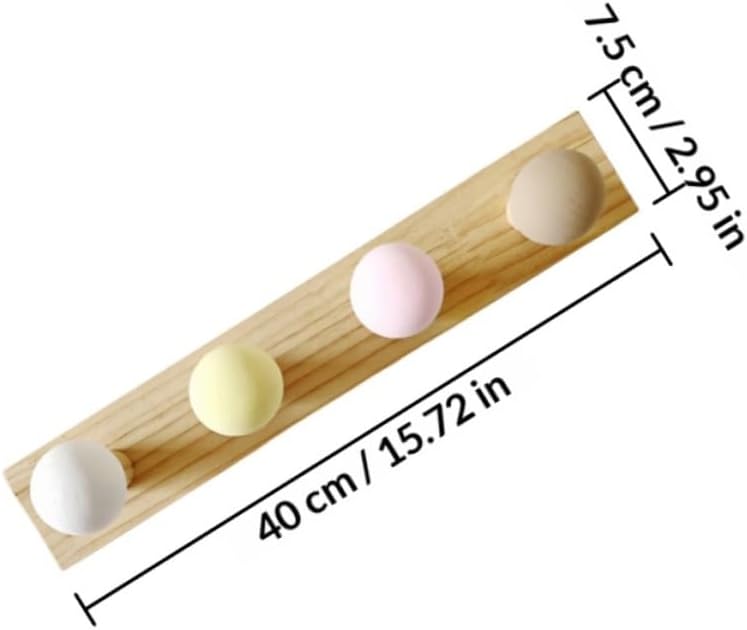 HANABASS Wooden Wall Hanger Rack with 4 Pastel Tone Hooks, Modern Garment Hook Rack for Bedroom Entryway, Key Holder and Clothes Storage Organizer image 2