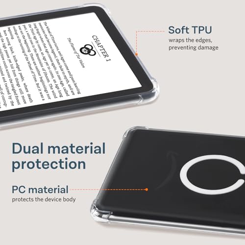 Image of CoBak Magnetic Clear Case for 6 Inch Kindle 2024 and 2022 (11 Gen) | Compatible with PopSockets /UGREEN /Anker Magnetic Grip and Stand | Lightweight
