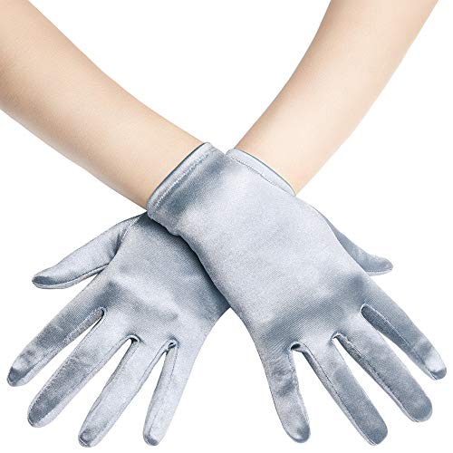 BABEYOND Short Satin Gloves for Women - Silk Opera Wedding Bridal Gloves Tea Party Banquet Costume 1920s Flapper Accessories