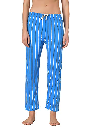 Image of KOTTY Blue Cotton Striped Women Pyjama