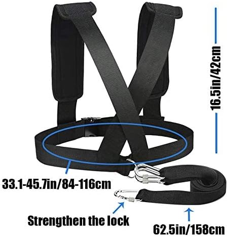 Miniatura 2 de Arnés de trineo para neumáticos, correa de tracción con bloqueo reforzado, puede tirar hasta 1.5T para fitness, peso, trineo, entrenamiento de