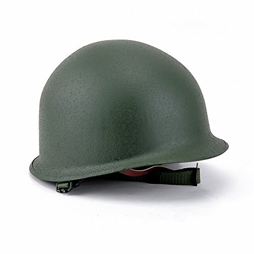 LUO Casco de Ventilador del Ejército M1 Casco Clásico de Doble Capa de la Segunda Guerra Mundial Casco de Montar a Caballo de la Personalidad Casco Táctico,Ejercito Verde,Un tamaño