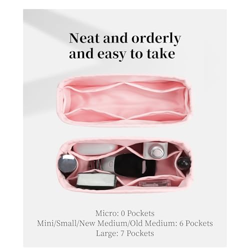 Image of Purse Organizer Insert for Lady Dior New Medium Bags, Satin Luxury Bag Insert, Lightweight & Portable Purse Shaper with Pockets, Ideal for Travel, Shopping, and Daily Use(Pink, Lady New Medium)