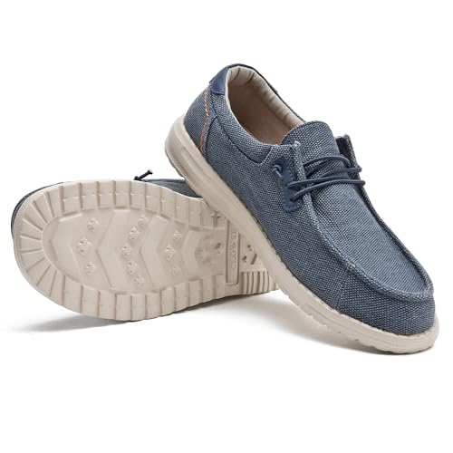 Men's Canvas Slip on Shoes Casual Hands Free Loafers Breathable Stretch Easy Walking Slip-Ons Lightweight Soft Boat Shoes4