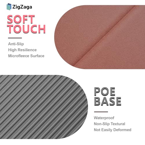 ZigZaga Foldable Yoga Mat, 1/4 Inch Thick, Non-Slip Suede Fabric, Rouge Pink