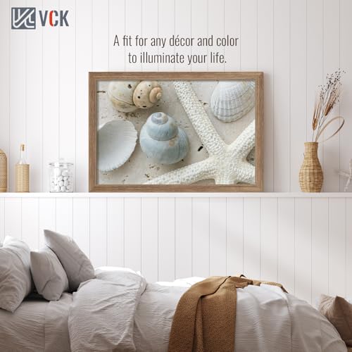 Image of VCK 16x24 Poster Frame Solid Wood Walnut 3 Pack Picture Frames 16 x 24 Inches with Wall Mounting Hanging