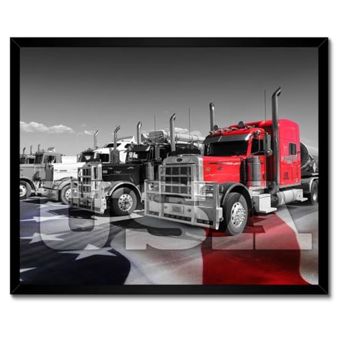 Camions américains affiche haut de gamme sous cadre blanc déco murale salon 50 x 40 cm