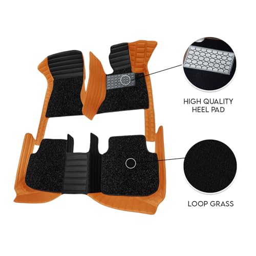 Image of 9D Combination Foot Mat | Waterproof | Anti-Slip | PU Leather | Full Coverage | All Weather | Custom Fitted | Car Mats | Compatible with Mahindra XUV700 2021 - Black AZ-Tan