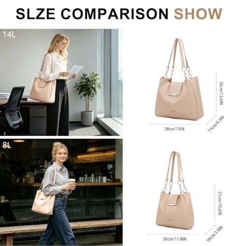 Image of BESMART Denim Tote Bag for Women, Retro Canvas Shoulder Bags with Circle Chain and PU Leather