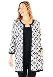 Catherines Women's Plus Size Ponte Print Jacket - 6X, Black Plaid