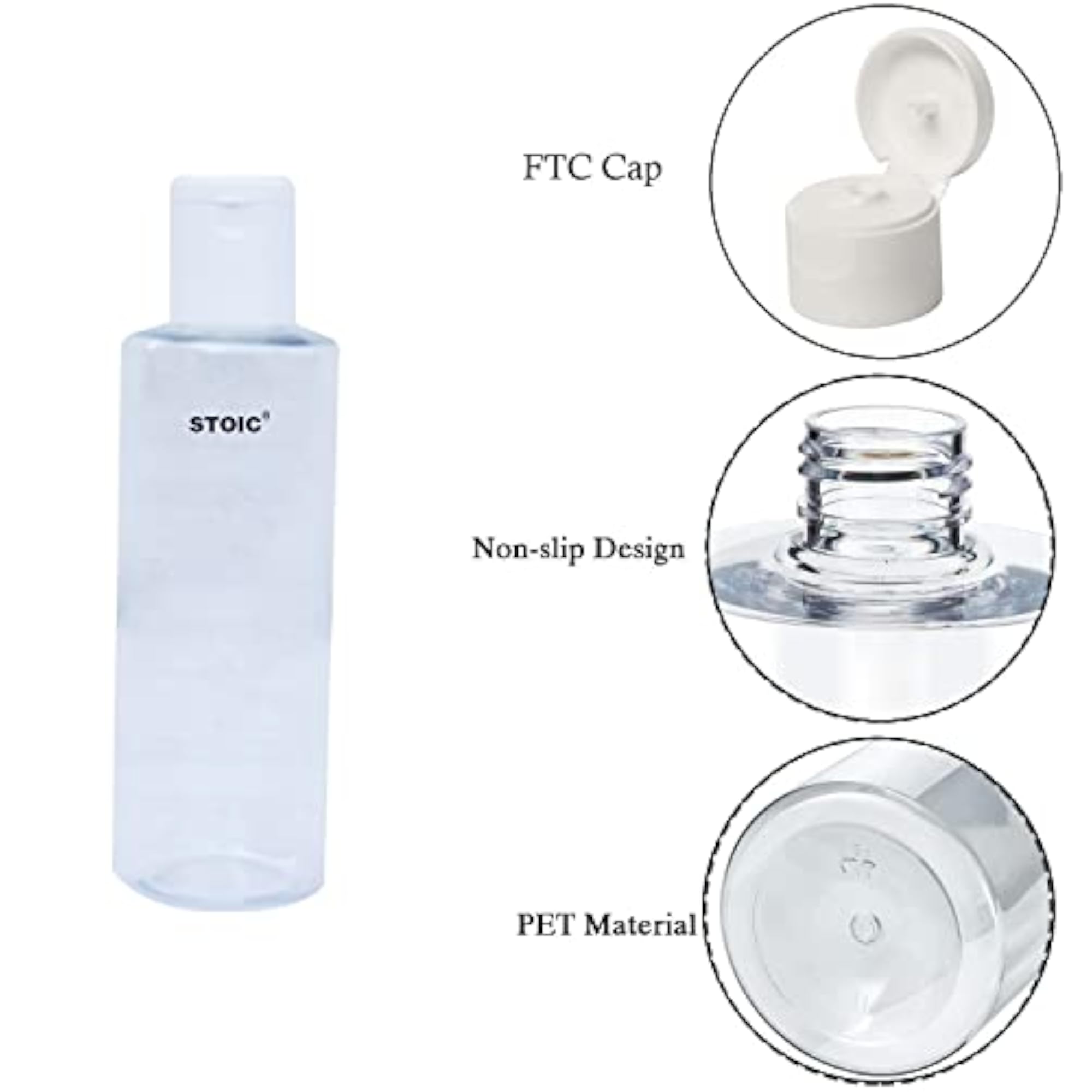 300ml Refillable Clear Plastic Bottles with Flip Cap