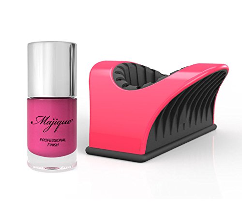 Nail Buddy Gift Set. Nail Polish Bottle Holder (Pink) by Majique with a Professional Finish Nail Varnish (Hot Pink)