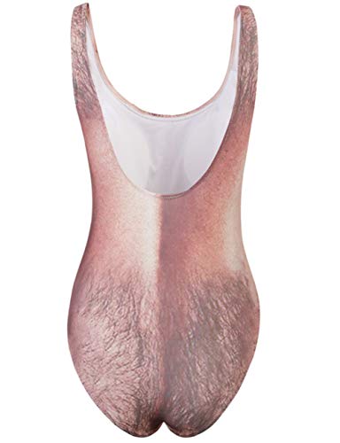 Funny Hairy Body Chest Printed Hippie Pro Swimsuits Bathing Suit Swimwear Monokini for Women L
