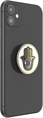 Miniatura 4 de PopSockets Agarre para teléfono con soporte expandible, esmalte Hamsa Hand, blanco