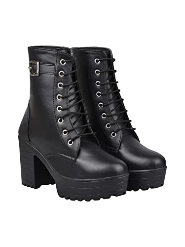 Shoetopia Shoeopia Women & Girls Strappy Buckle Ankle Boots/Boot-06/Black/UK5-EU38