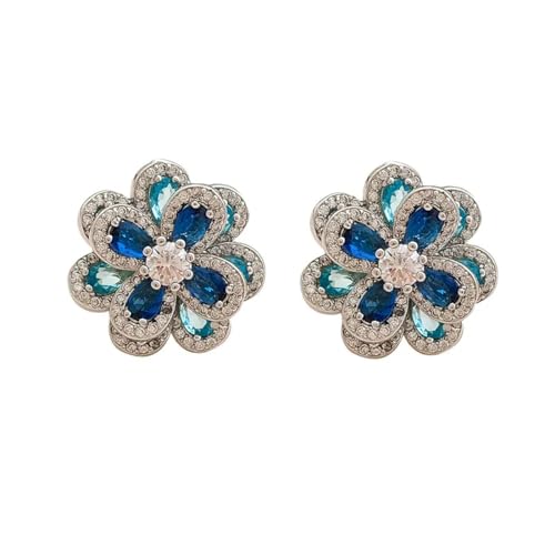 Boucles d'oreilles de fleur bleu vintage de goujon légères et anti-gêne