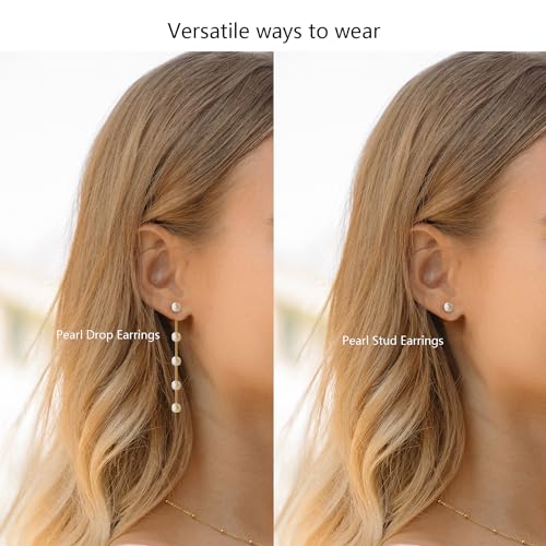 Gold Jewelry Set for Women, Dainty 14K Gold/Silver Plated Pearl Necklace and Earring Set with Drop Earrings, Bracelets, Choker Necklace - Wedding Jewelry Gift3