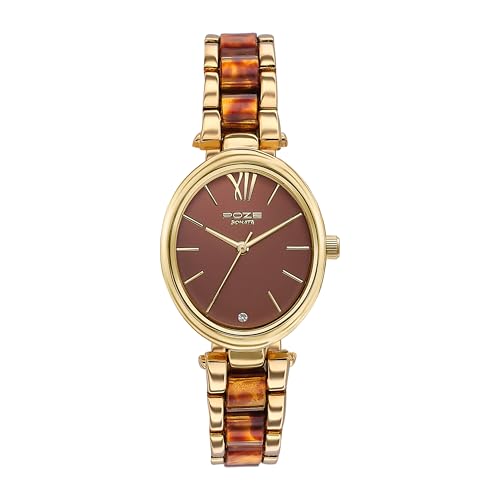 Image of Sonata Poze Quartz Analog Brown Dial Solid Link Strap Watch for Women