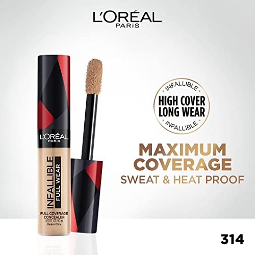 L'Oreal Paris Full Coverage Concealer, Waterproof Formula, For Undereye Circles and Blemishes, For Highlighting and Contouring, Infallible, Shade: 314, 10g - Image 3